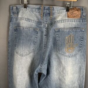 Vintage Miskeen‎ Hand Painted Bermuda Denim Shorts Blue Men's 38